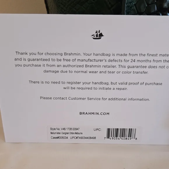 Brahmin Asher Tote and Cordelia Wallet Set in Evergreen Ombre Melbourne. NWT - Picture 16 of 16